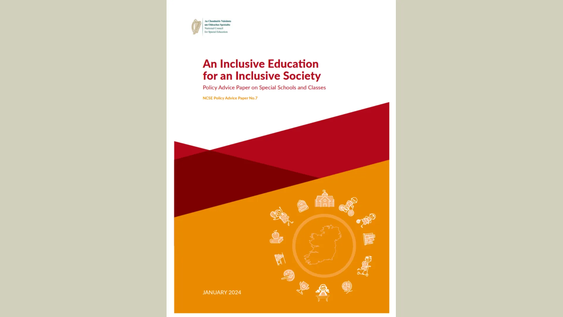 Cover page of a policy advice paper titled "An Inclusive Education for an Inclusive Society"