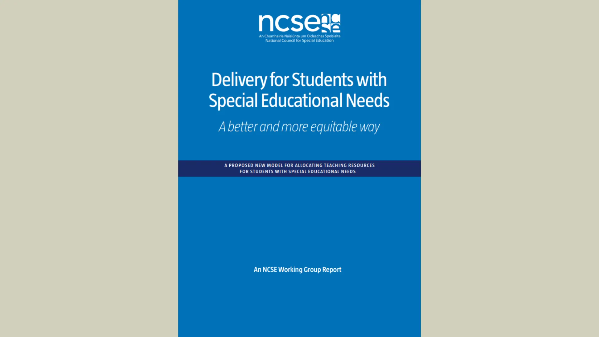 Cover page of an NCSE report titled "Delivery for Students with Special Educational Needs: A better and more equitable way."