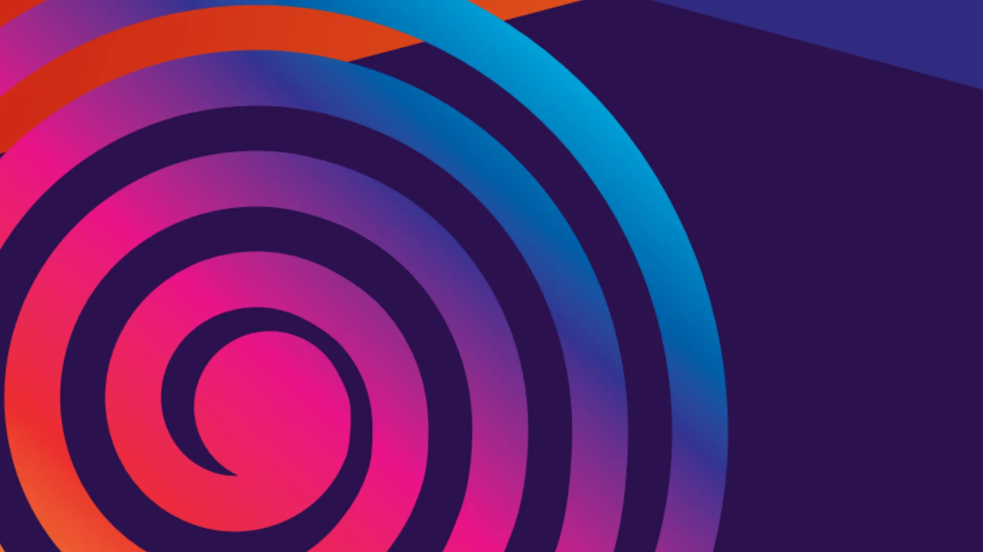 Colorful spiral pattern with pink, purple, and blue gradients on a dark background