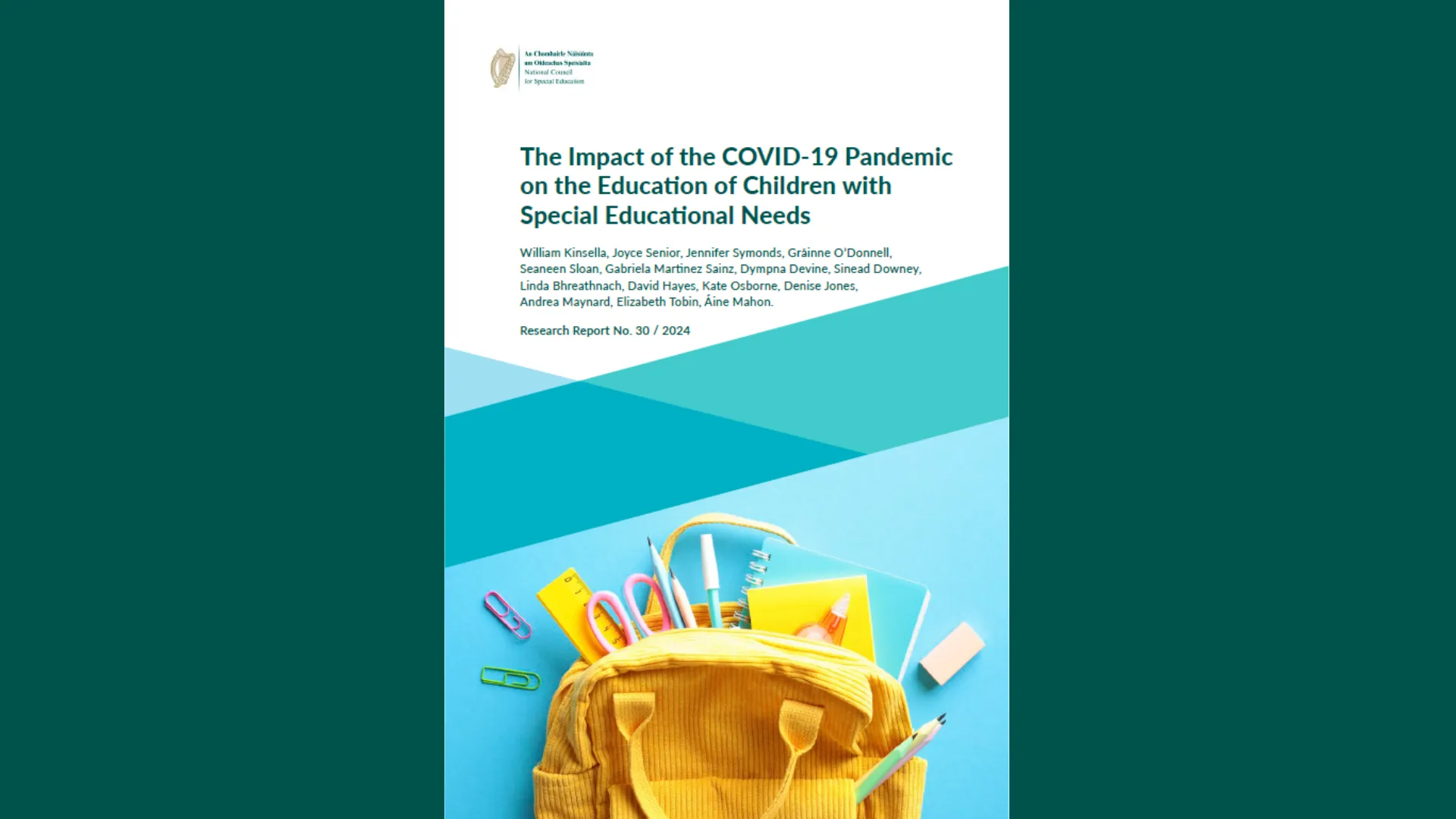 Cover of a research report titled "The Impact of the COVID-19 Pandemic on the Education of Children with Special Educational Needs"